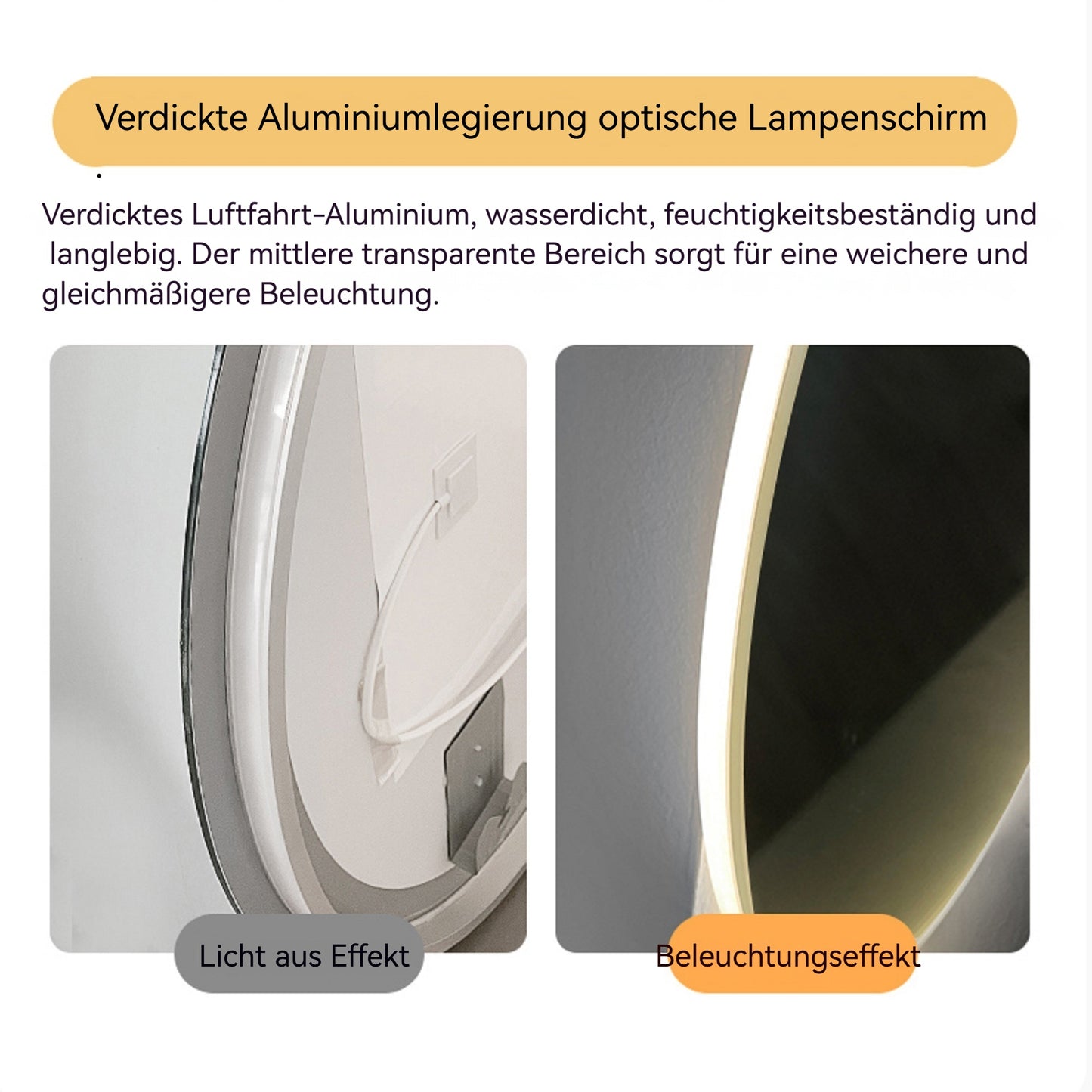 Ovaler LED Badezimmerspiegel 60×90 cm – rahmenlos, dimmbar, Anti-Beschlag, Touchscreen, Wandmontage, Smart Mirror