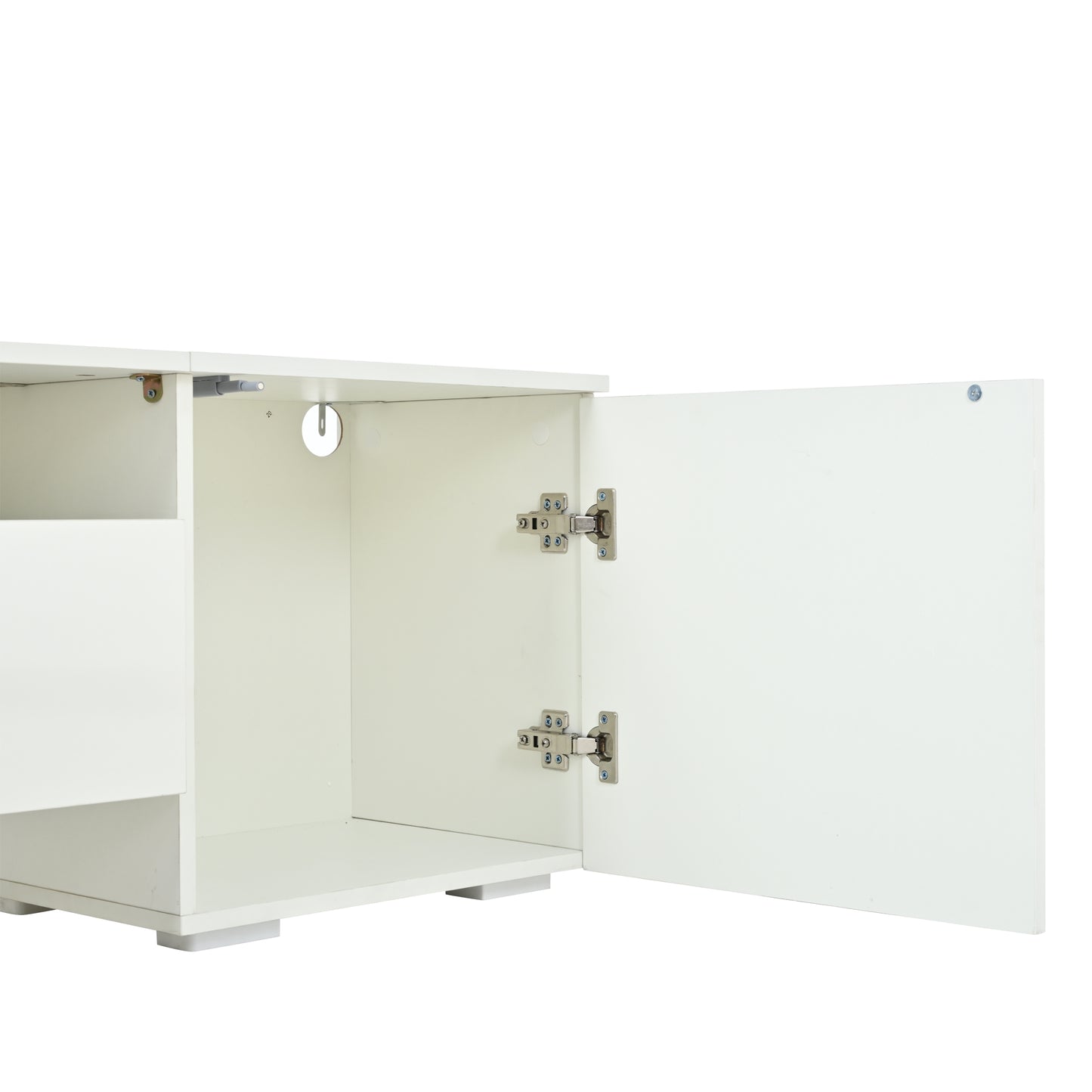 TV Wohnwand Set 3-teilig Weiß Hochglanz mit LED-Beleuchtung, TV-Schrank stehend und hängend, für Fernseher bis 70 Zoll