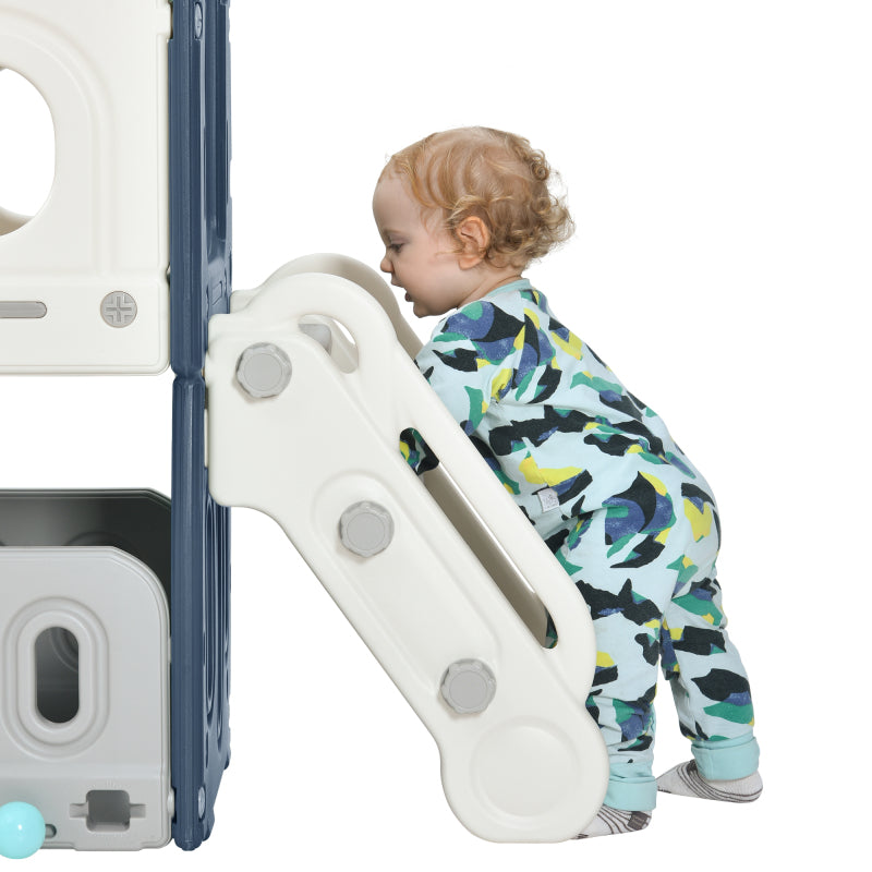 Mein kleines Schloss-Slide Kletterspielzeug für Kinder, 6 in 1 Kinderrutsche, Klettern, Bohrspiel, Stauraum, Spielgang, Basketballrahmen. Hergestellt aus HDPE (Enthält keine Meereskugeln)