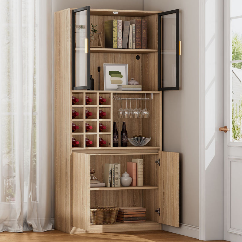 Badezimmerschrank,Spirituosenschrank,Vitrine Vitrinenschrank mit Glastüren und Beleuchtung 180 CM