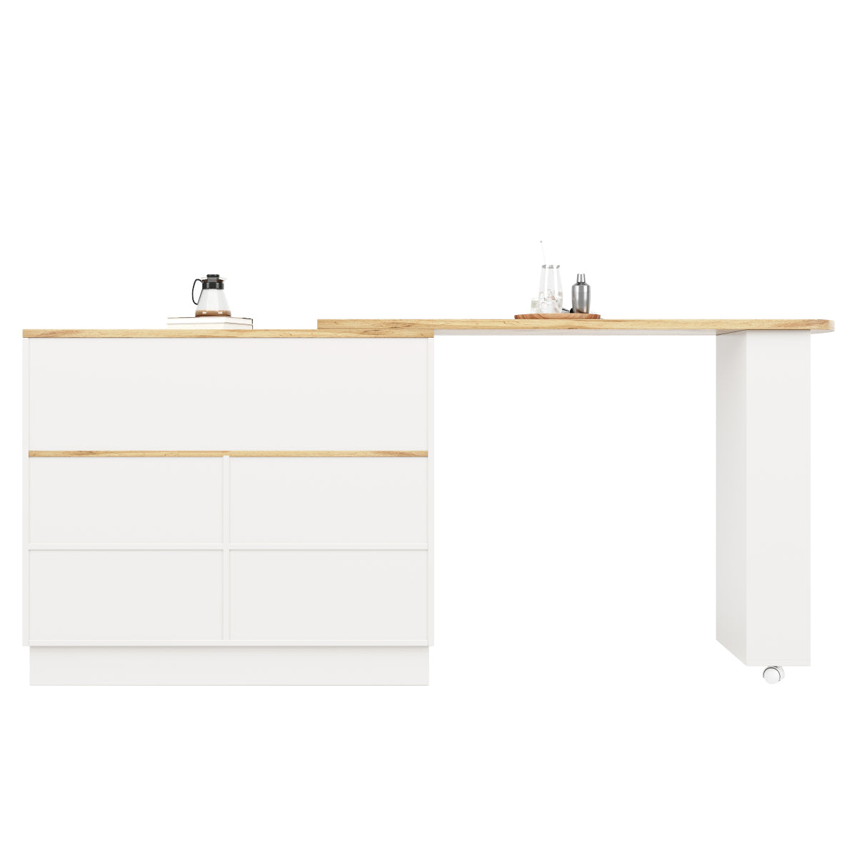 (N620P20771617W)Um 360° drehbare Essbar (Hauptkörper 90 x 45 x 100 cm), modernes, einfaches, multifunktionales, drehbares Sideboard mit Ablageflächen und Glas, geeignet für Küchen und Restaurants