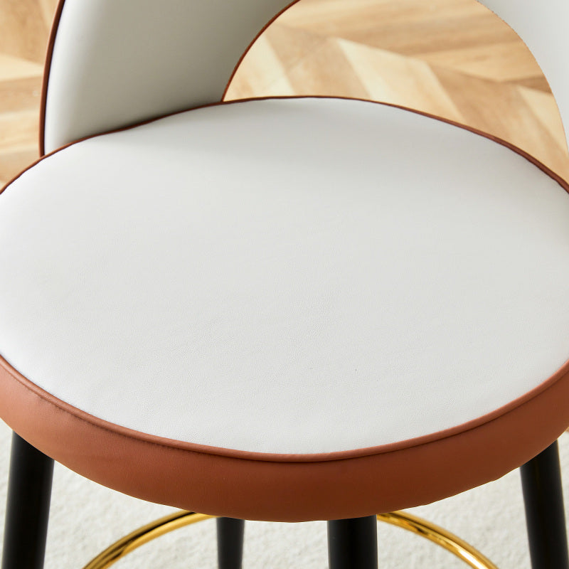 360° drehbarer Barstuhl. Hellgraue und braune Plätze Kissen, PU-Material, bequeme Padded Bar Stuhl, Eine Box von 2 Packungen.