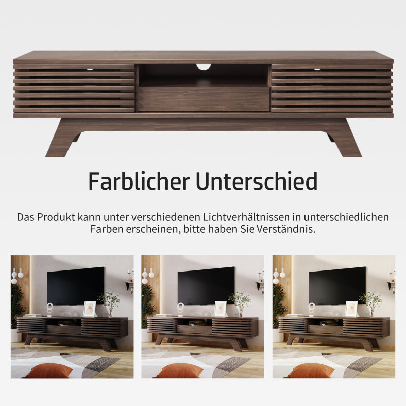 TV-Schrank mit einer Schublade und zwei Türen, TV-Möbel, TV-Panel, TV-Lowboard, TV-Schrank. Einzigartiges Design, Vintage-Holzfarbe.