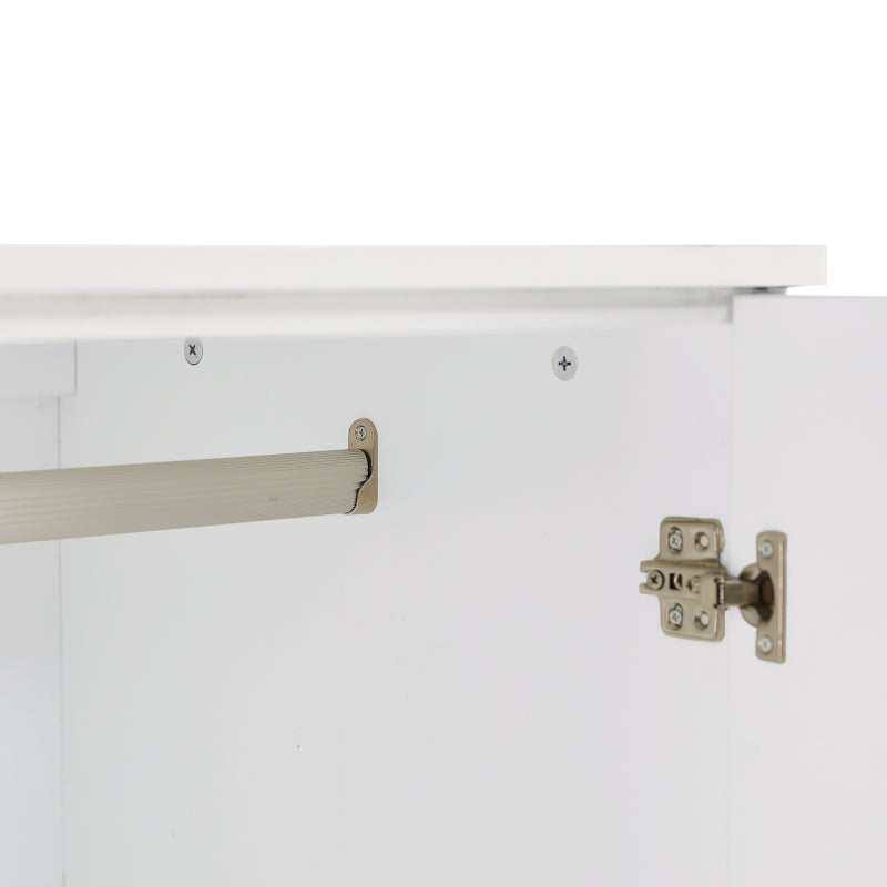 Kleiner Kleiderschrank mit Stange, 2-türiger Kleiderschrank, Schlafzimmer, Wohnzimmer, Kinderkleiderschrank, MDF, Weiß