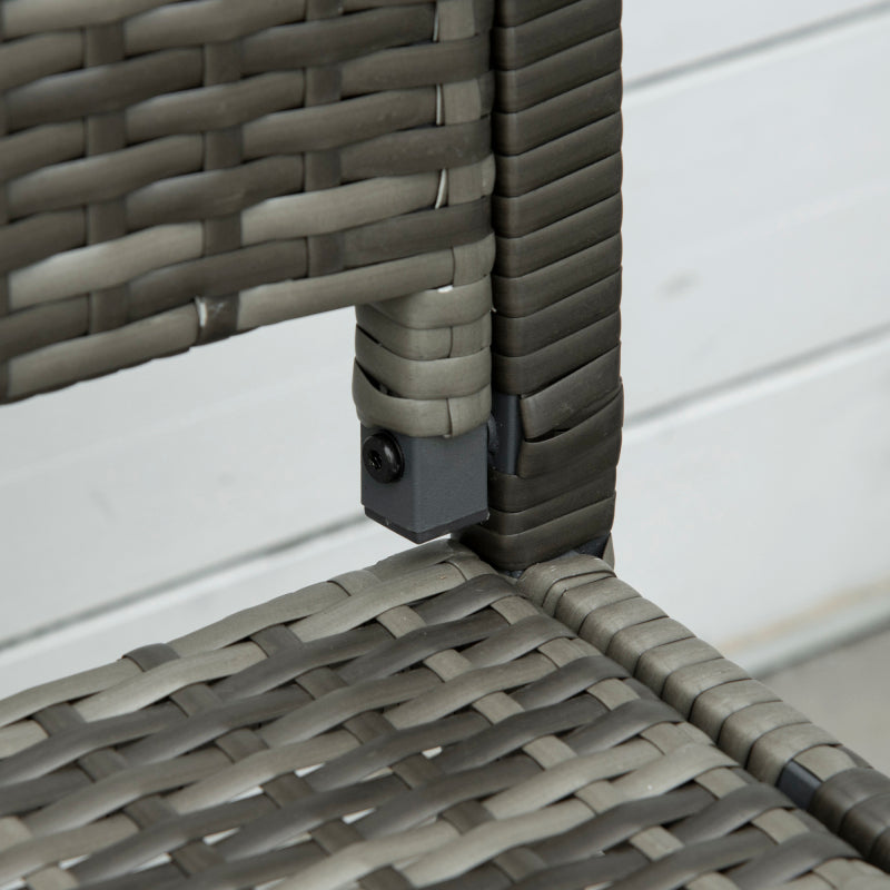 Gartenbank Rattan Optik Parkbank mit Stahlrahmen für 2 Personen Balkonbank bis 320 kg belastbar Grau Gartenmöbel