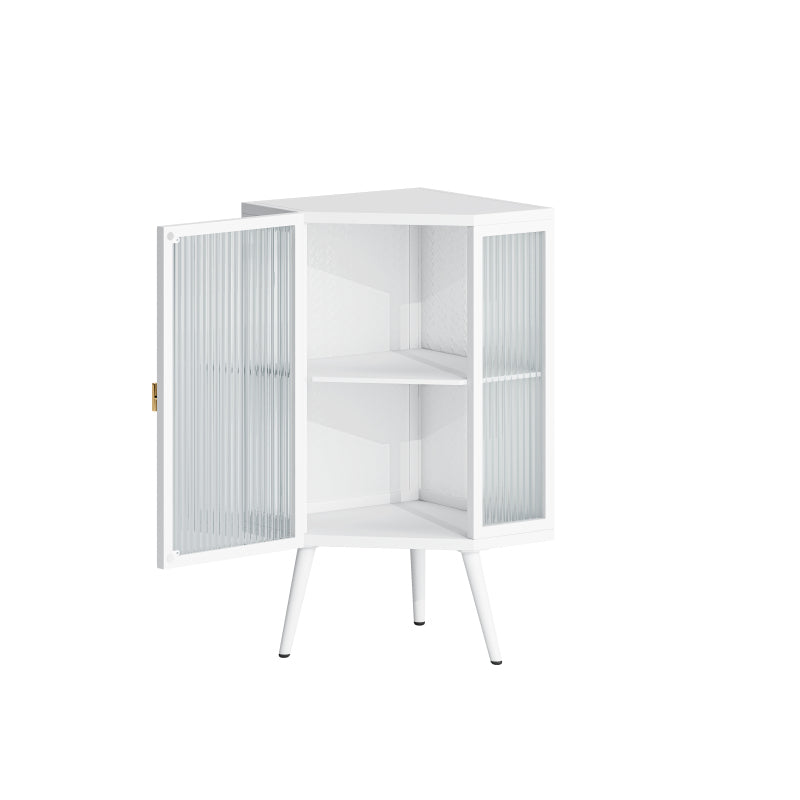Floor Coner Cabinet with Tempered Glass Door & Adjustable Shelf for Bathroom, Living Room, Bedroom(White)