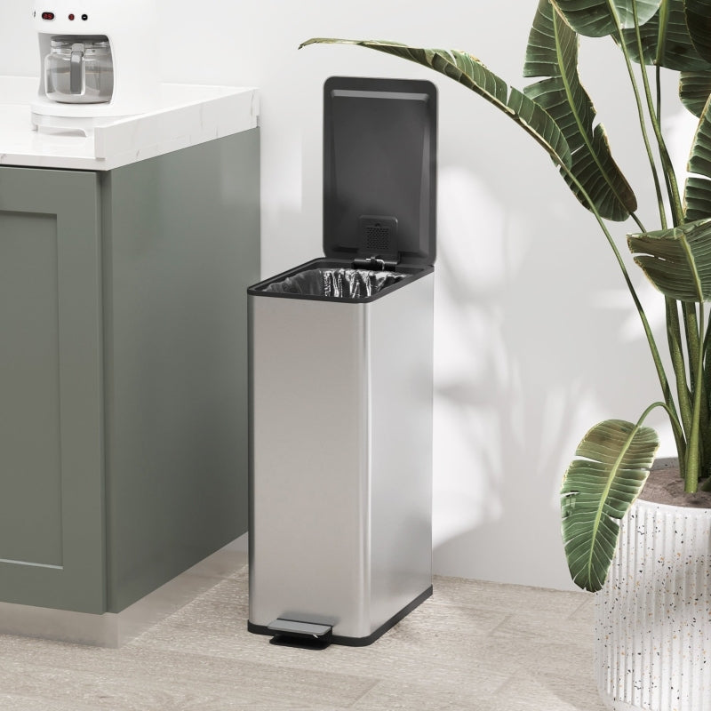 Mülleimer 20L Treteimer Edelstahl mit Deckel und Fußpedal, Kosmetikeimer mit Inneneimer für Wohnzimmer und Büro