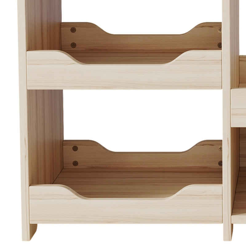 Kindergarderobe/Kinderkleiderschrank mit Kleiderstange & 4 Regalen, Aufbewahrung für Kinderzimmer, Standgarderobe Naturholz, 110*39*110 cm