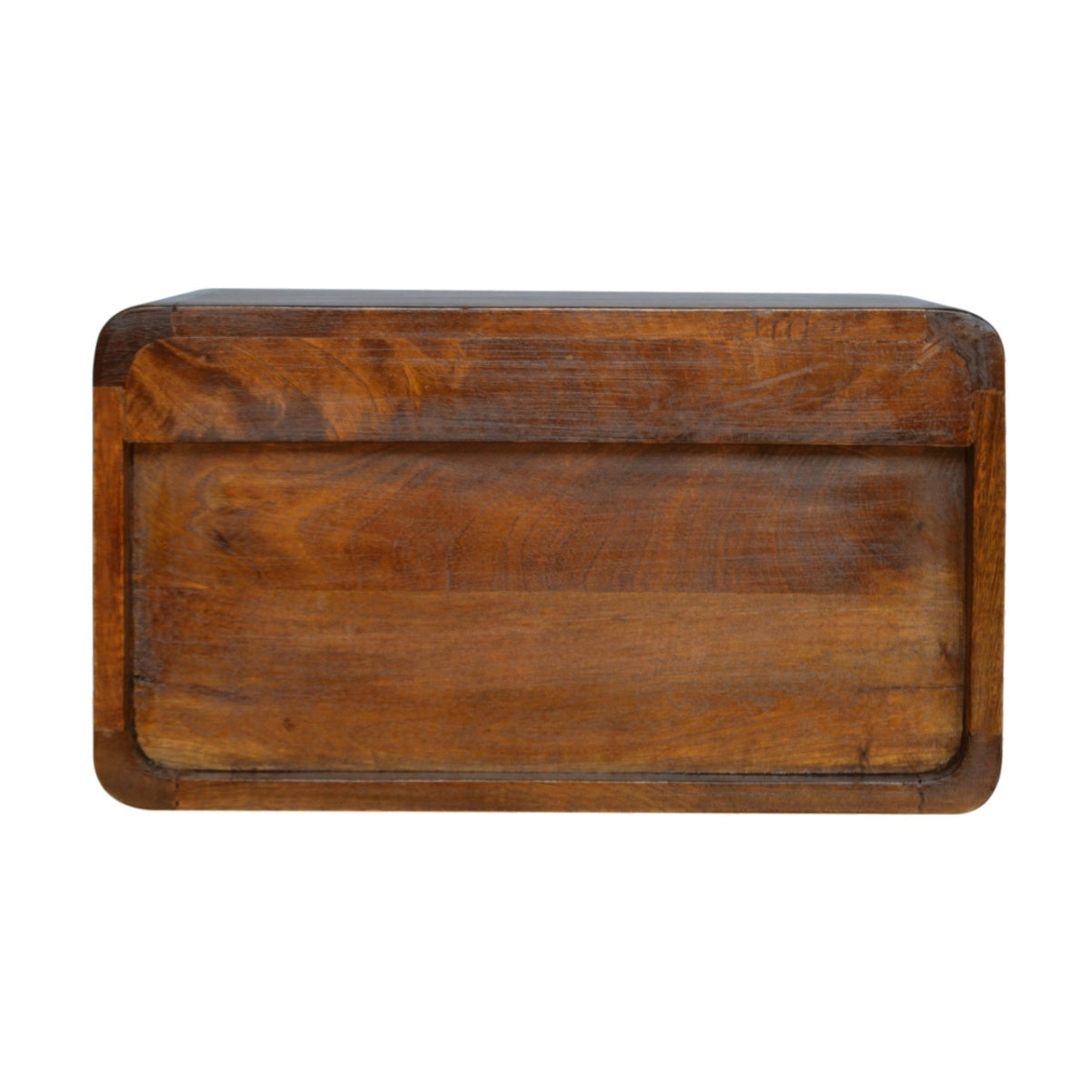 Schwebender Nachttisch aus massivem Mangoholz – Kastanienbraun, Curved Design, 1 Schublade & Fach, Handgefertigt, Fertig montiert, 45x32x25 cm