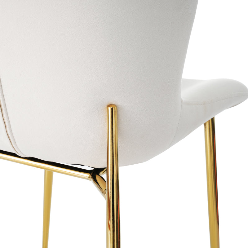 Esszimmerstuhl aus Samt, 2er-set, Loungesessel mit vier Metallfüßen, Beige