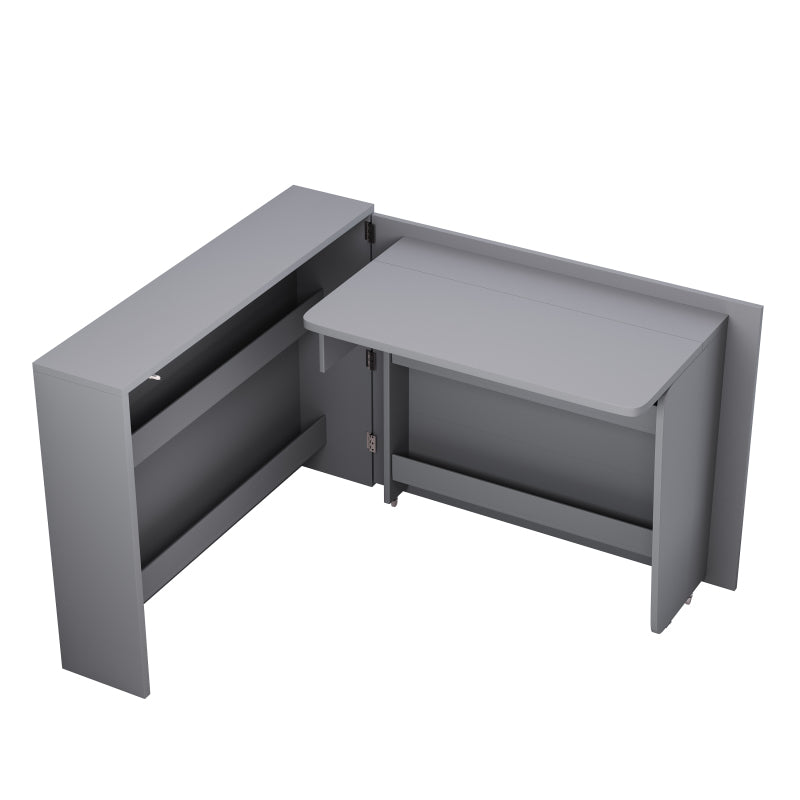 Faltbarer Schreibtisch mit Rollen & Wireless Charger–2-in-1 Sideboard & Arbeitsplatz, 115×27×93 cm (geschlossen, 95×51cm) Grey