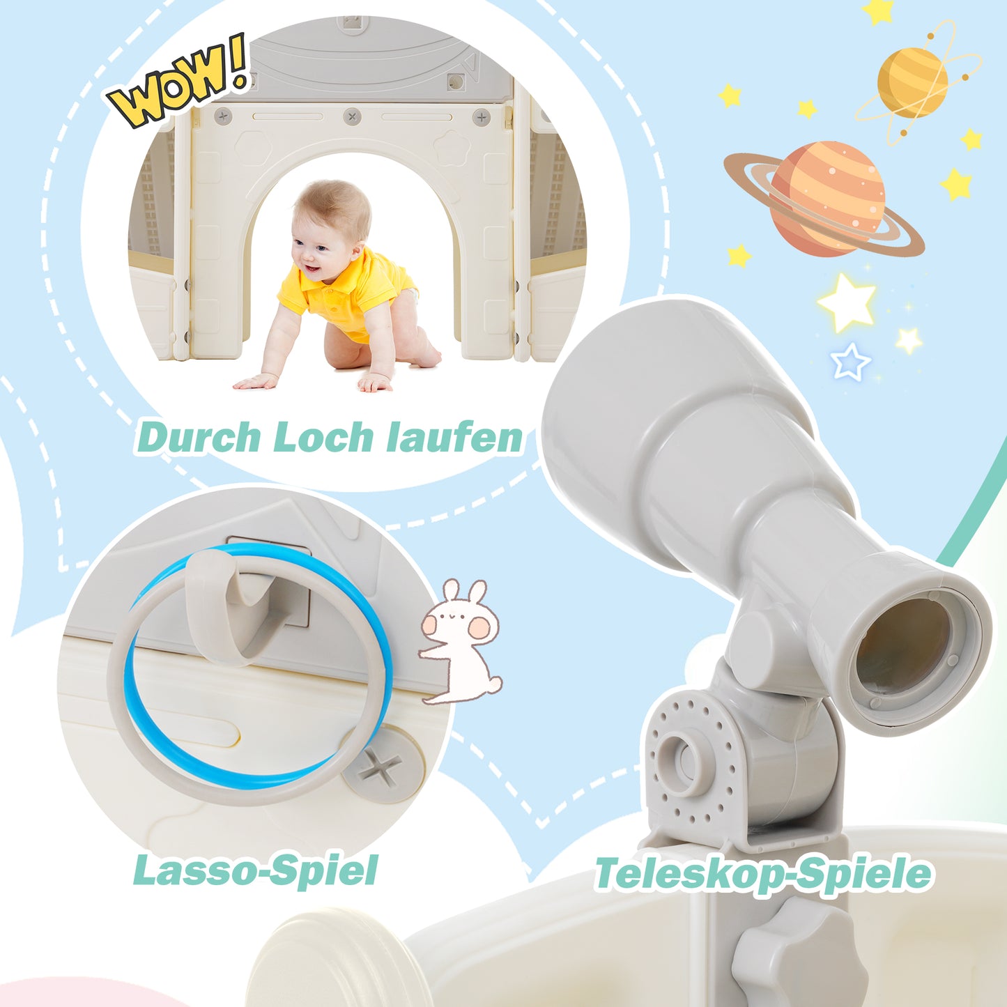 8 in 1 Kinderrutsche Kletterspielzeug, Multifunktionsrutsche mit 2 Rutschen, freistehende Rutsche, Klettern, Bohrspiel, Stauraum, Spielkorridor, Basketballkorb, Lasso-Spiel, Teleskop. Hergestellt aus