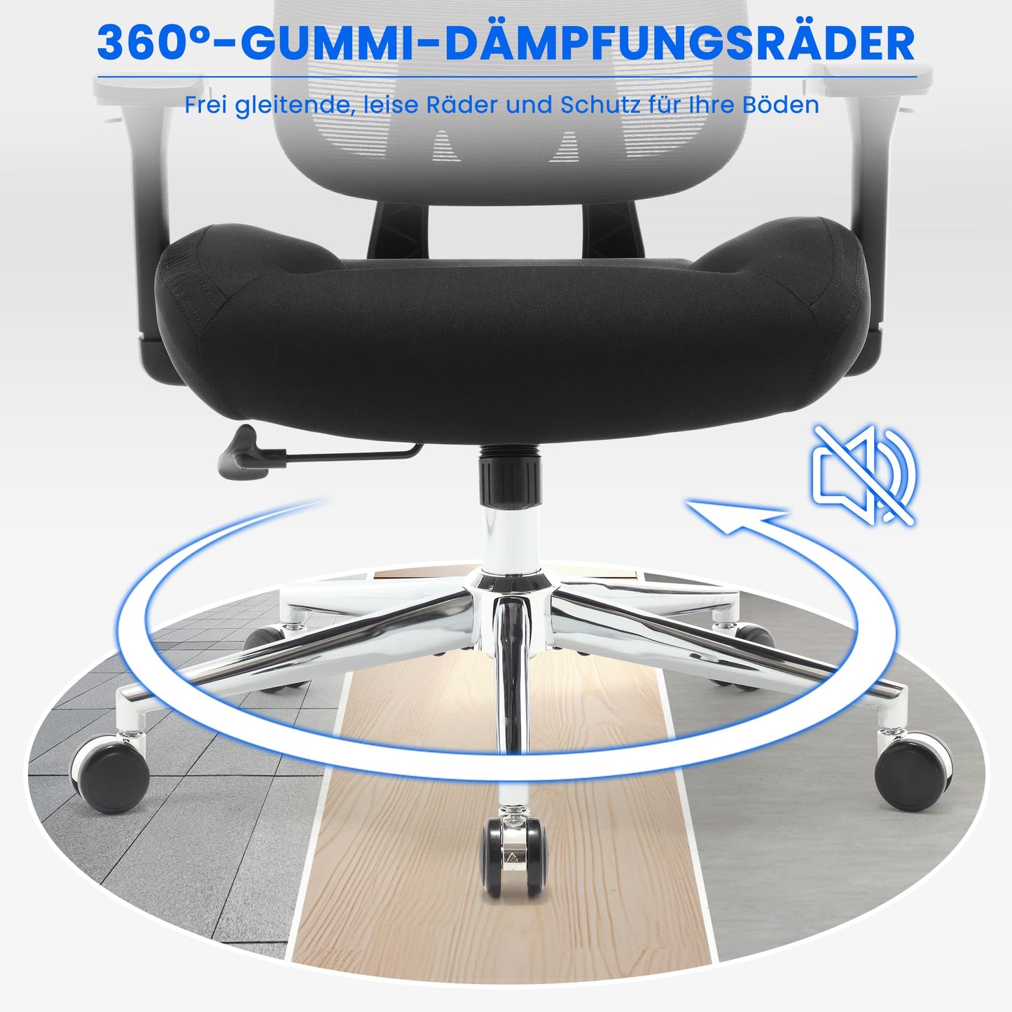 3D Ergonomischer Bürostuhl 200KG Großer und hoher Bürostuhl mit 3D Weiches Kissen 4D Armlehnen Schreibtischstuhl Mesh Bürostuhl für Haus und Büro Atmungsaktiver Netz-Chefsessel