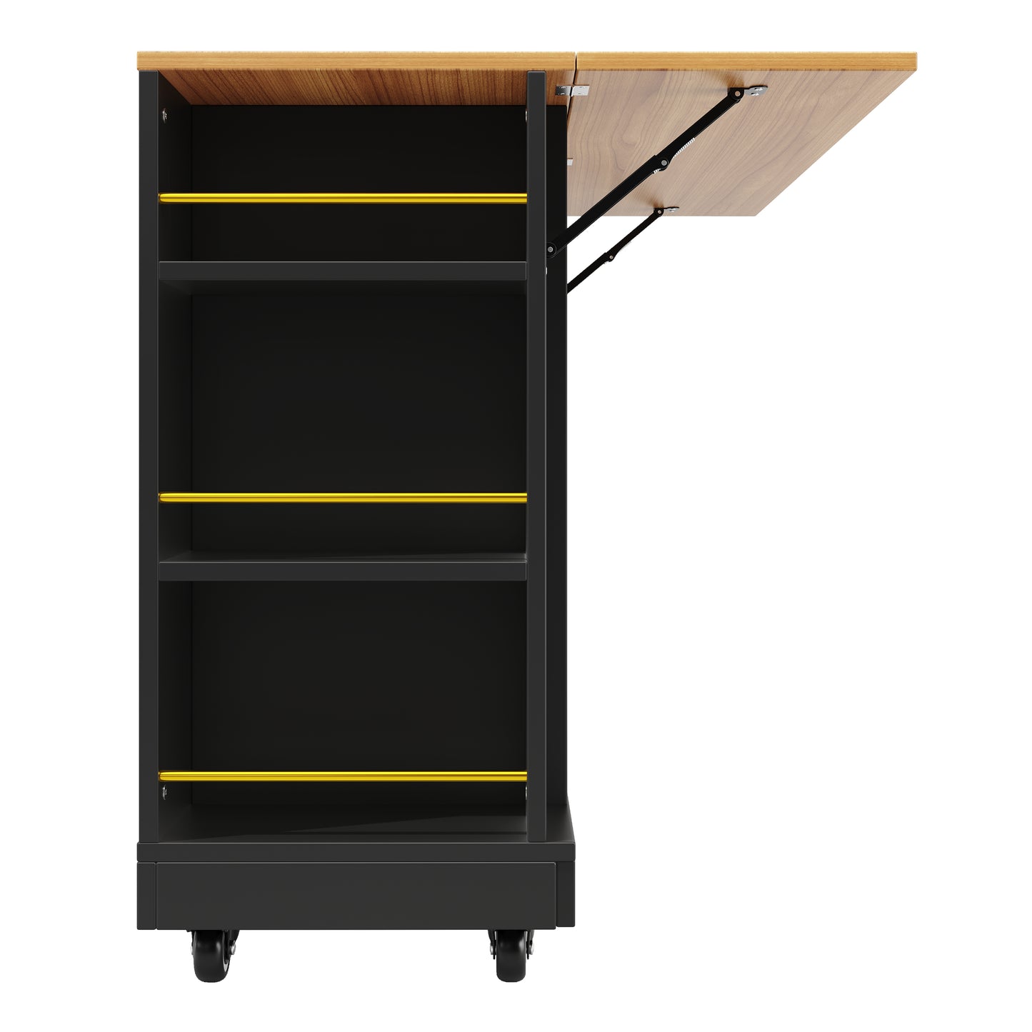 Moderne Kücheninsel Küchenschrank mit Holzmaserung Multifunktionaler Esstisch Speisewagen Buffetschrank mit Stretchfunktion Schwarz Ohne Matratze