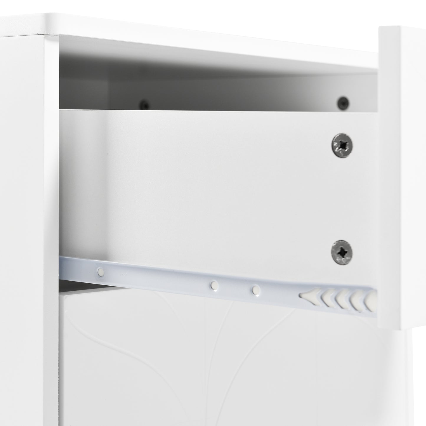 Moderner Nachttisch mit vergoldeten Füßen und Knöpfen, florales Muster, 2er-Set mit 2 Schubladen, lackiert, Ecken mit Anti-Bump-Design, 50B*40T*54H cm, weiß