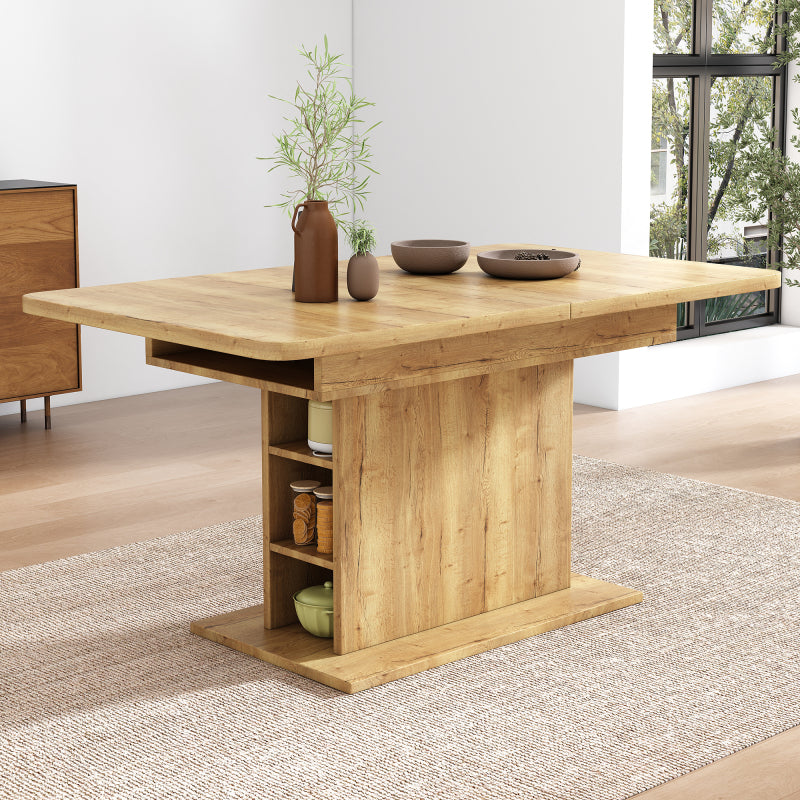 Ausziehbarer Esstisch, L110/130*W70*H75, Esstisch mit Stauraum, Betonoptik