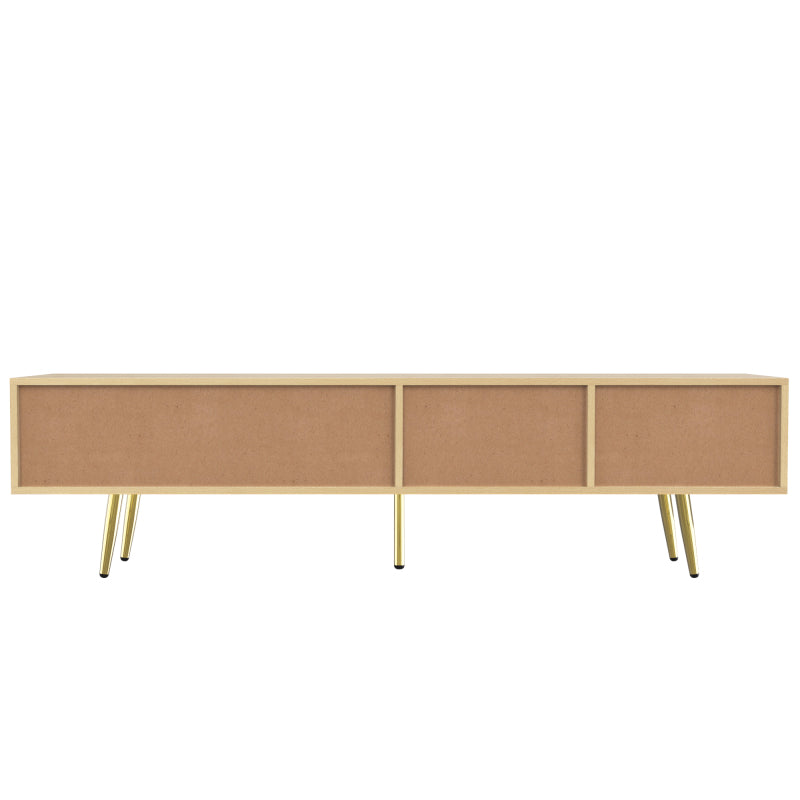 TV-Schrank 160 cm mit Goldfüßen, Zwei Schubladen und Einzigartig Gestalteten Türen