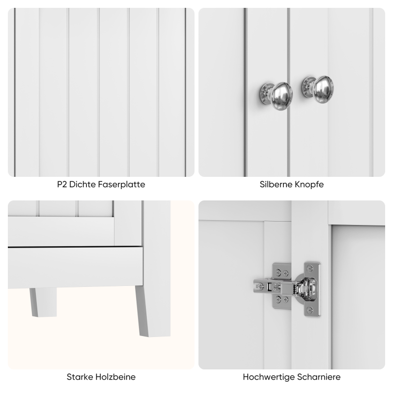 Badezimmer-Bodenschrank, moderner Aufbewahrungsschrank für Wohnzimmer, Badezimmer und Schlafzimmer, Weiß