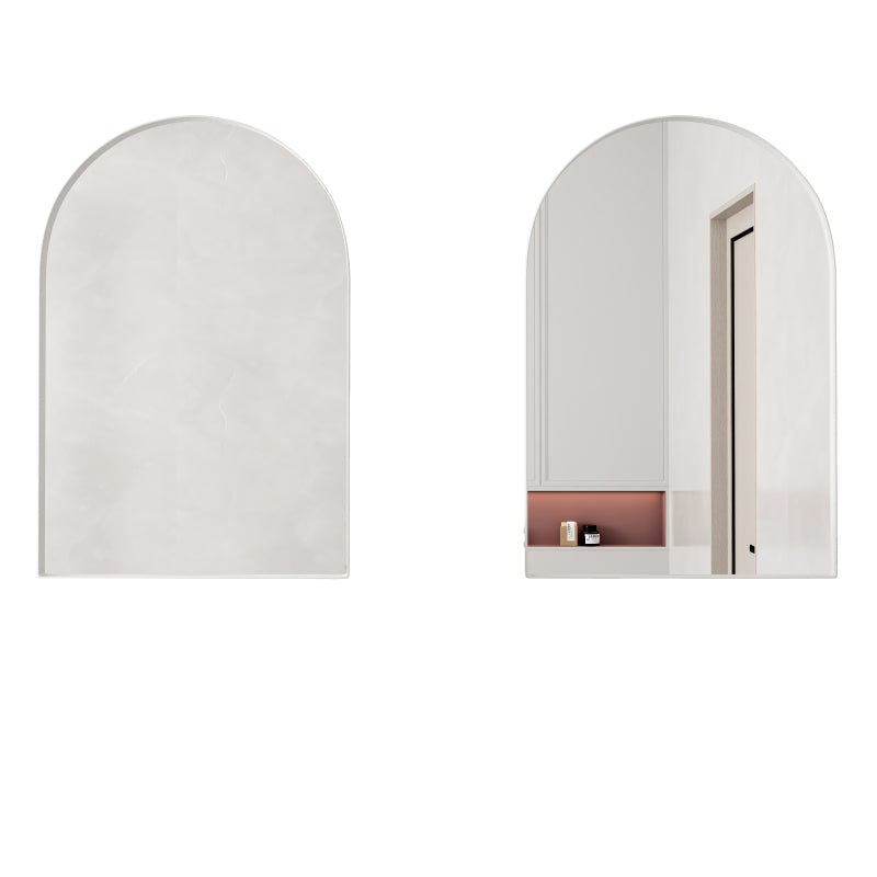 Stylish Arched Mirror Cabinet, Recessed Medicine Cabinet, Wall Cabinet with Metal Framed, Mirror and Adjustable Shelves, Mirror Cabinet with Storage for Bathroom, Living Room and Bedroom, White