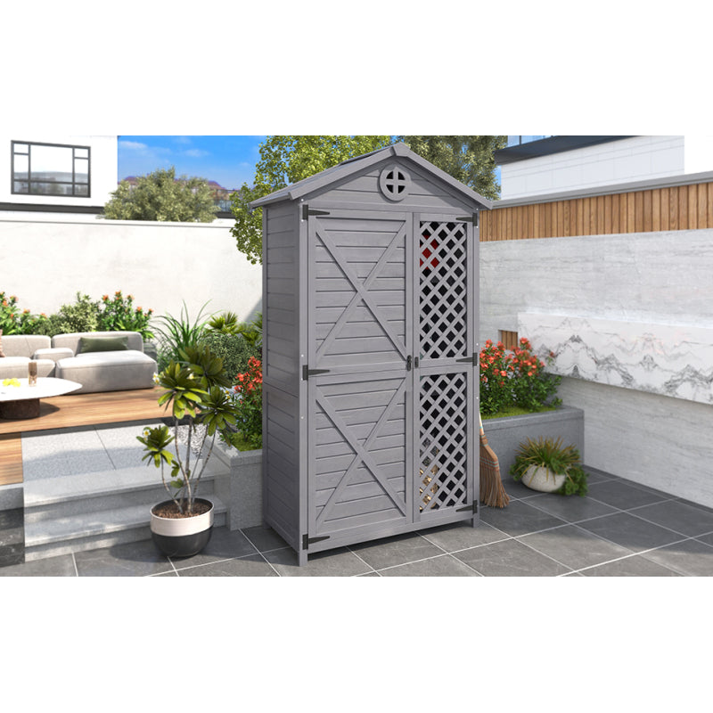 Outdoor Holz Gartenmöbel Aufbewahrungsschuppen, Werkzeughaus für Garten, Terrasse, verblassungsfrei, wetterfest, wartungsfrei, umweltfreundlich, sicher und geschützt, grau