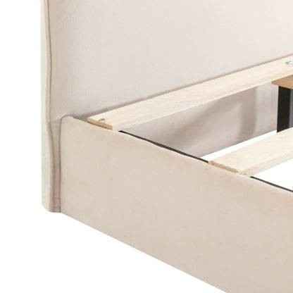 Kaninchen Kopfteil Polsterbett, Kinderbett mit Holzlatten, Einzelbett, Samt, Beige, 90x200cm