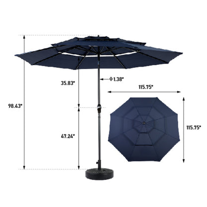 14.8 Ft Double Sided Outdoor Umbrella Rectangular Large with Crank (Navy Blue) (No Base)