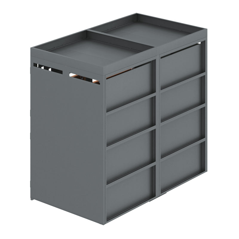 Mülltonnenbox 2er mit Pflanzdach, 120-240 Liter, Anthrazit  Tür in Holzoptik inkl. Erweiterungsmöglichkeit ,Aufbewahrungsbox für Mülltonnen, Müllbox (Das Produkt enthält keinen eingebauten Mülleimer)