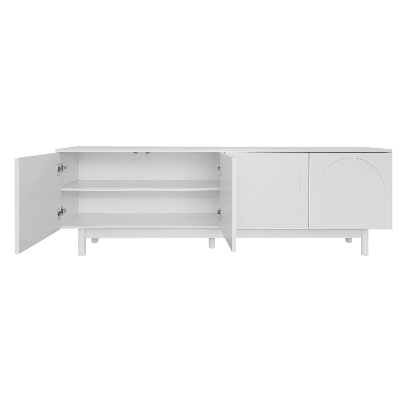 Moderner weiß TV-Schrank – 175 x 38 x 56 cm, verstellbare Einlegeplatten, Leichte Lowboard-TV-Möbel im Luxusstil