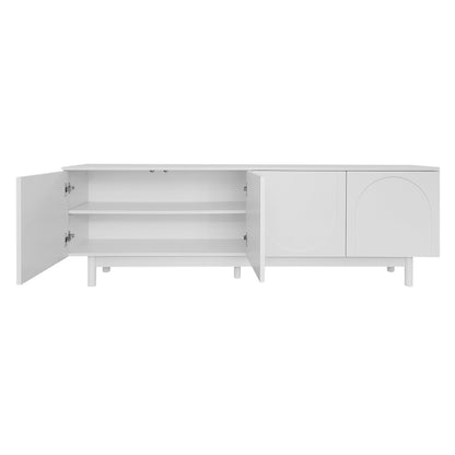Moderner weiß TV-Schrank – 175 x 38 x 56 cm, verstellbare Einlegeplatten, Leichte Lowboard-TV-Möbel im Luxusstil
