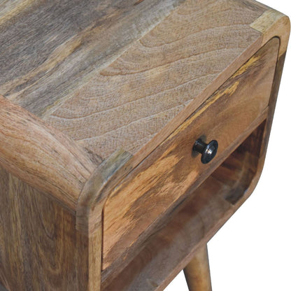 Nachttisch aus massivem Mangoholz im skandinavischen Design mit Schublade – Handgefertigt, Oak-ish Finish, Nachhaltig, 30x30x55 cm