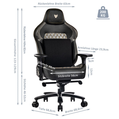 Gaming Stuhl 200KG Belastbarkeit Bürostuhl 200KG Verstellbare Armlehne 4D Gamer Stuhl mit Lendenwirbelstütze Chefsessel Ergonomischer Schreibtischstuhl