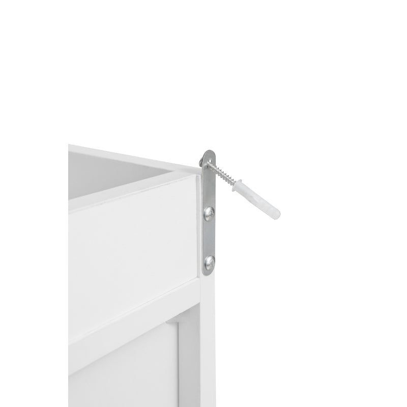 Weißer Kleiderschrank mit drei Schubladen – Garderobe mit Stauraumregal im Boho-Stil – Höhe 180 cm – ideal für Flur, Wohnzimmer, Schlafzimmer, Arbeitszimmer oder Büro.Maße:70*48*180cm