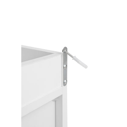 Weißer Kleiderschrank mit drei Schubladen – Garderobe mit Stauraumregal im Boho-Stil – Höhe 180 cm – ideal für Flur, Wohnzimmer, Schlafzimmer, Arbeitszimmer oder Büro.Maße:70*48*180cm