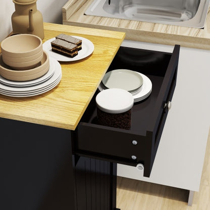 Ausklappbarer Müllschrank mit einer Schublade und einem Fach, Küchen-Müllschrank, Schwarz