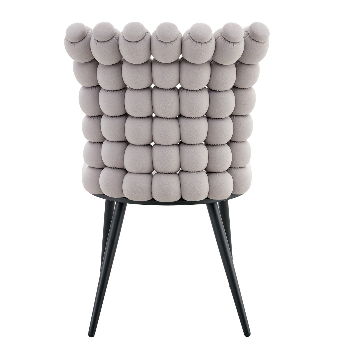 Esszimmerstuhl Samt Hellgrau, Kugelketten-Design, Schwarz-Metallbeine, Modern