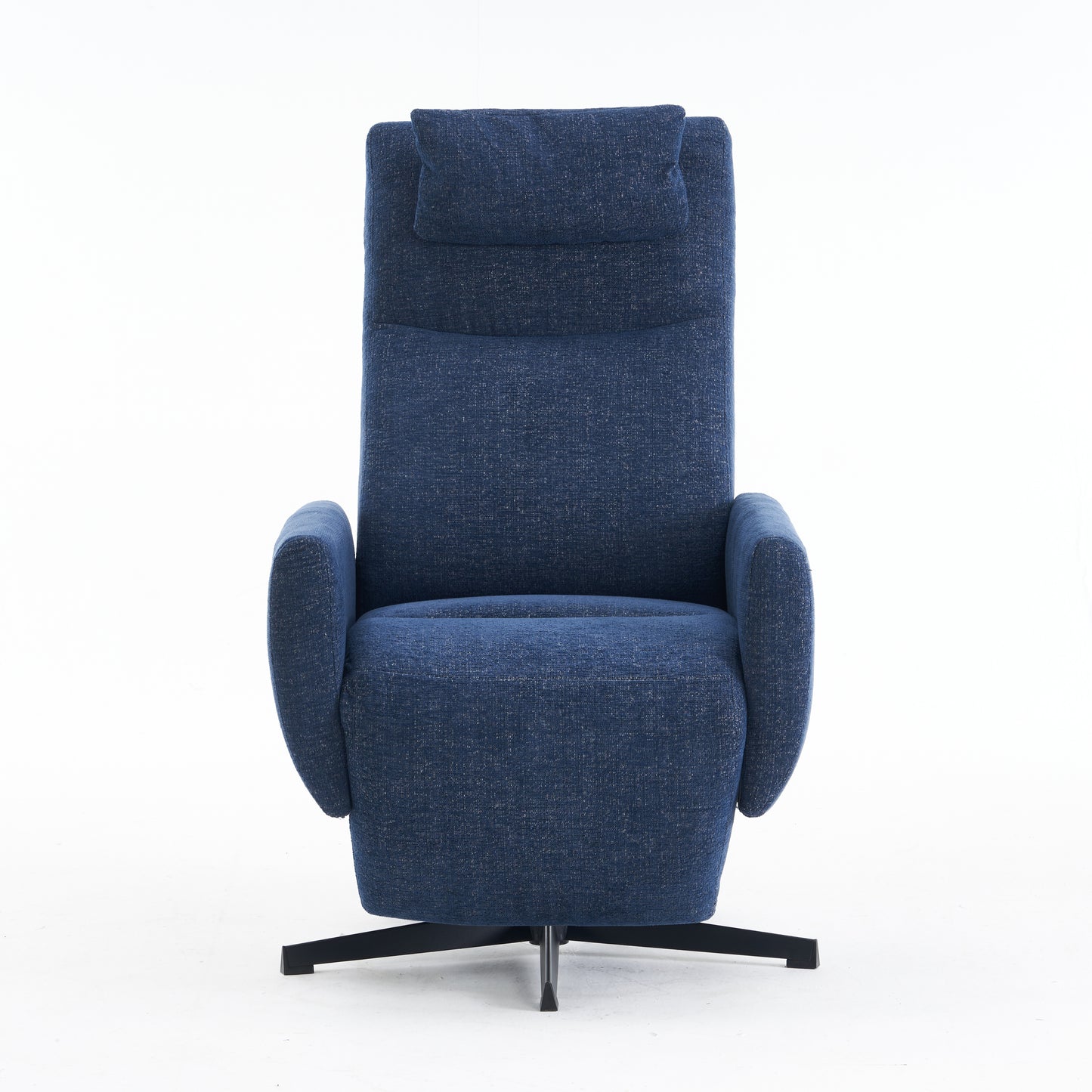 Bequemer Relaxsessel mit Liegefunktion – Chenille Fernsehsessel mit Fußstütze, drehbarer Stillsessel & Loungesessel für Wohnzimmer, modernes Sofa, Blau