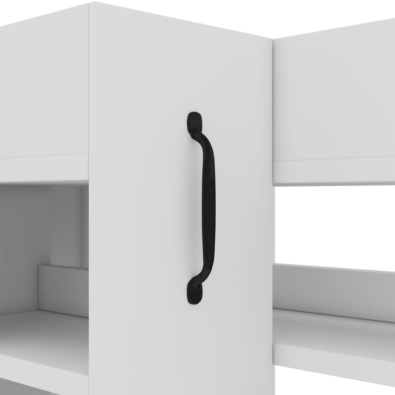 Aktenschrank auf Rollen - mit Fächern und Schubladen, Aktenschrank aus Holz, links-rechts tauschbar, Einzelschrank voll ausziehbar, White