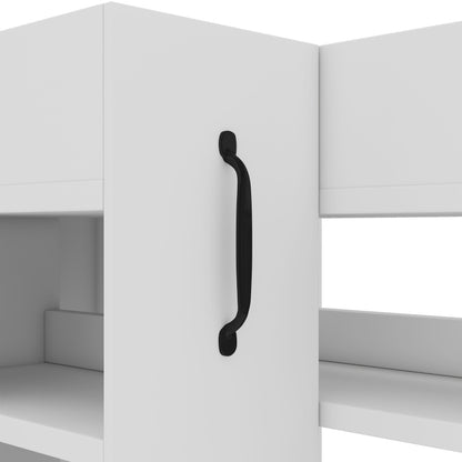 Aktenschrank auf Rollen - mit Fächern und Schubladen, Aktenschrank aus Holz, links-rechts tauschbar, Einzelschrank voll ausziehbar, White