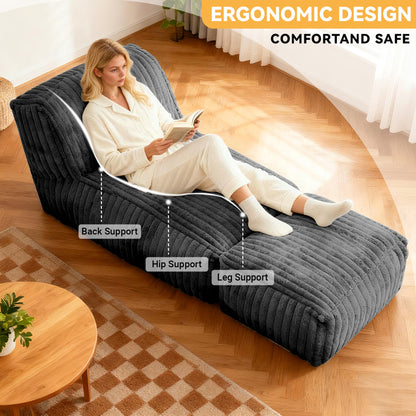 Modulares Bodensofa 160×80 cm, verstellbare Chaise Lounge als Schlafsofa, Cordbezug, ergonomisch, Dunkelgrau