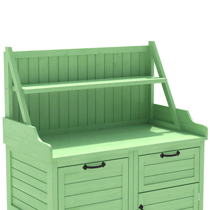 Holz Gartenschrank,Gartenschrank mit Regalen  Outdoor Schrank, Gartenschrank Geräteschuppen Terrassenschrank, Balkonschrank, Gerätehaus, Garten Möbel,Grün