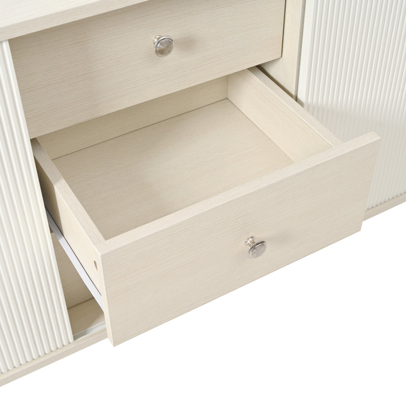 Sideboard mit drei Schubladen, exquisite Maserung. Sideboard für Schlafzimmer und Wohnzimmer, Moderne Holzfarbe-Sideboard mit Stauraumregalen. L117,5 cm
