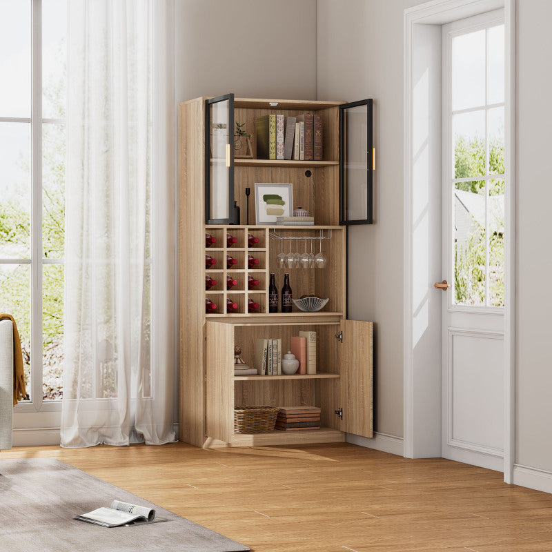 Badezimmerschrank,Spirituosenschrank,Vitrine Vitrinenschrank mit Glastüren und Beleuchtung 180 CM