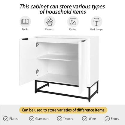 Moderne Sideboard Kommode mit 2 Türen in Vakuum-Formgebung, Standschrank Lagerung Schrank mit Metallgriffen und Rahmenbeinen, geeignet für Wohnzimmer, Flur und Esszimmer