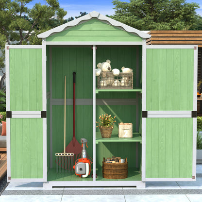Outdoor Holz Gartenmöbel Aufbewahrungsschuppen, Werkzeughaus für Garten, Terrasse, verblassungsfrei, wetterfest, sicher und geschützt, wartungsfrei, umweltfreundlich, grün