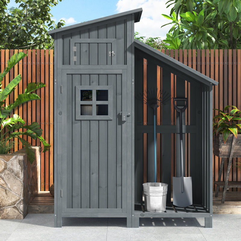 Gerätehaus Gartenschrank Geräteschuppen Geräteschrank, BxT: 124x46 cm,BxTxH:124x46x174cm, auch für kleine Gärten geeignet,Grau, (Holzhütte, 1 St., Gartenhaus)