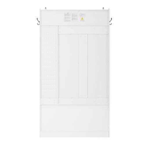 Garderobenset, Komplett-Set Flurgarderobe mit Sitzbank, 6 Haken, 1 Türen & 4 Offener Lagerraum, Weiß