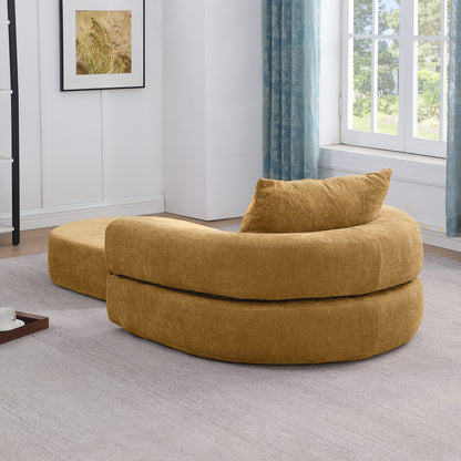 Modulares Sofa-Set Frottee (Terry Cloth), Sektionssofa Minimalistisch, Wohnzimmer Couchgarnitur, Umkehrbar, Yellow