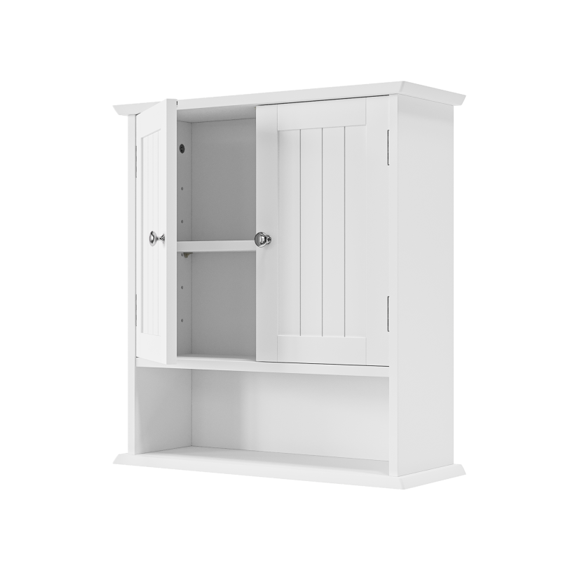 Badezimmerschrank Wandregal mit 2-Türen, Weiß