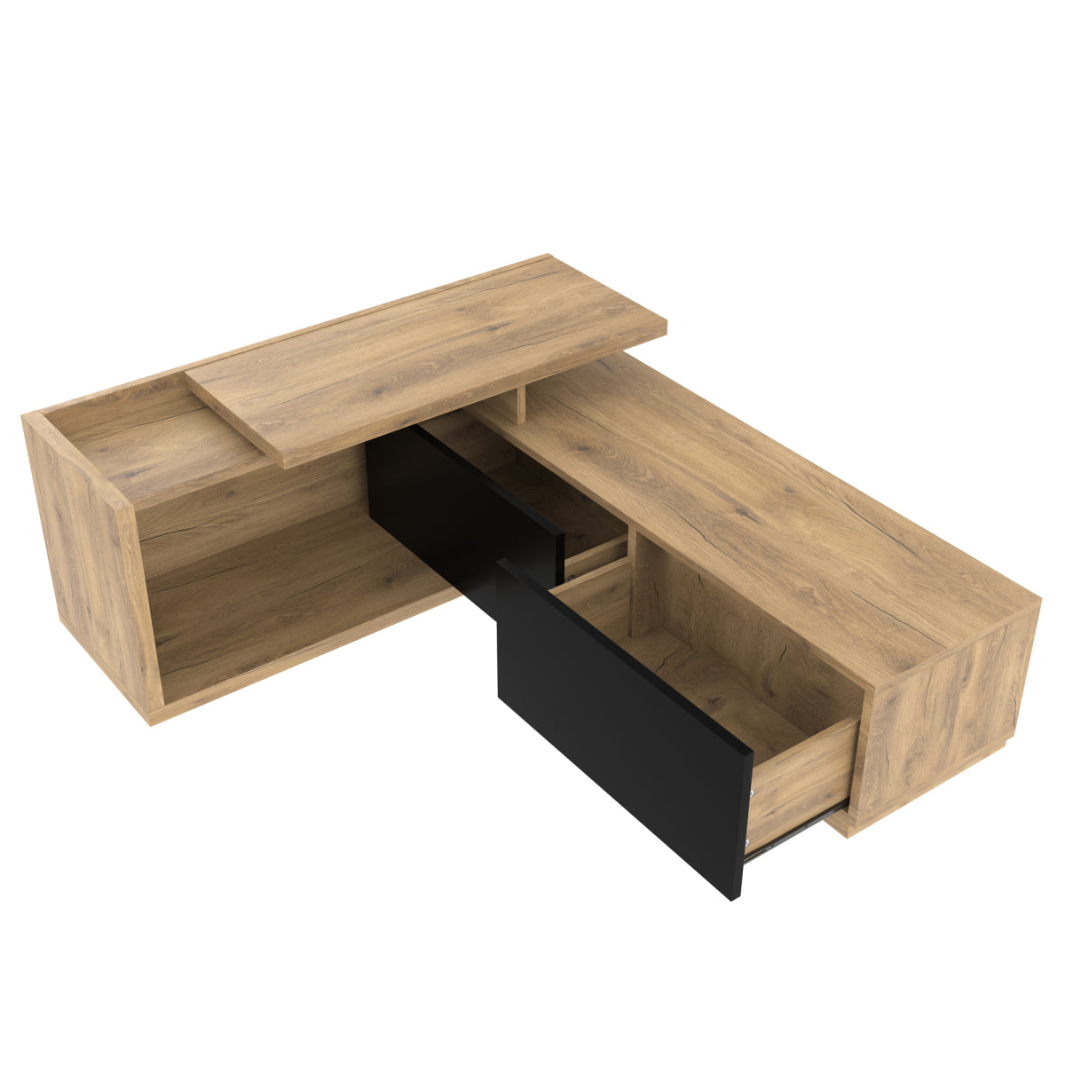 TV-Schrank ausziehbar,  Lowboard Modern mit LED-Beleuchtung