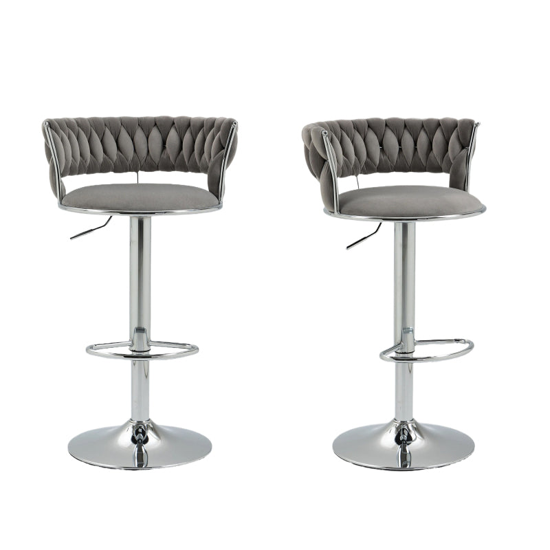 COOLMORE 360 Grad drehbare Barhocker 2 Stück Set höhenverstellbare Stühle mit Fußstütze für Küche, Esszimmer, Insel, Bar, Weinkeller, Büro, Wohnzimmer, Wohnzimmer, Silber, Modern Style, High-End Style